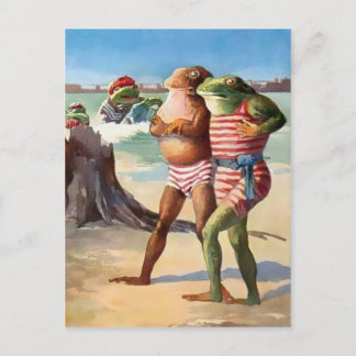 Vintage Beach Frogs Postcard