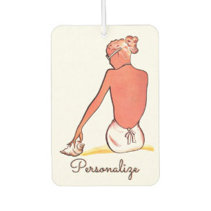 Vintage beach girl seashell summer elegant retro air freshener