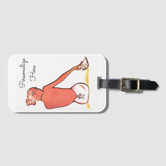 Vintage beach girl with seashell summer elegant  luggage tag (Front Horizontal)