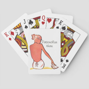 Vintage beach girl with seashell summer elegant playing cards