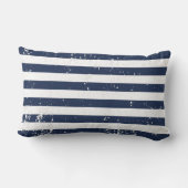 Vintage Beach House Personalized Navy and White Lumbar Pillow (Back)