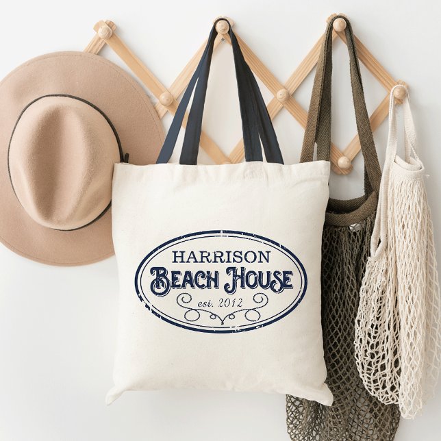 Vintage Beach House Personalized Tote Bag (Creator Uploaded)