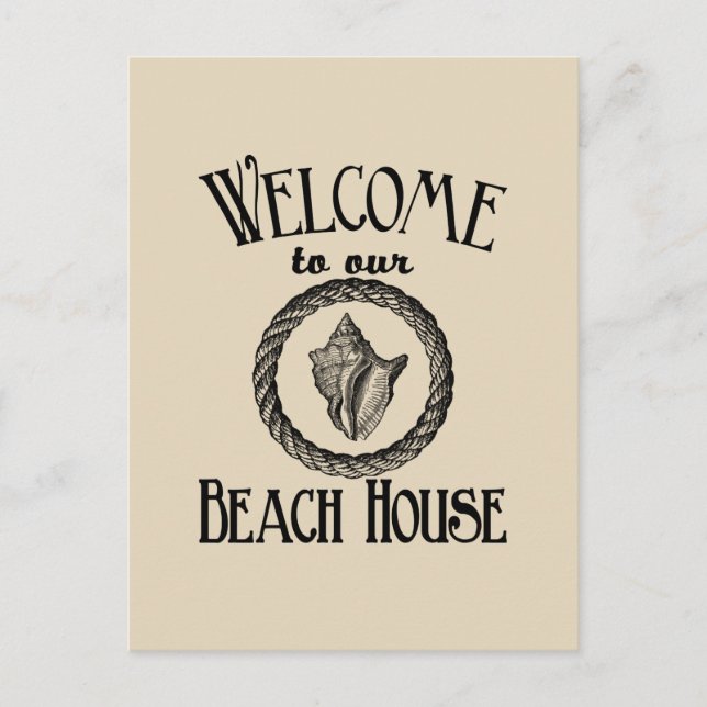 Vintage Beach house seashell postcard (Front)
