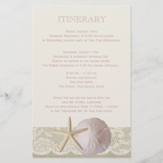Vintage Beach Itinerary (Front)