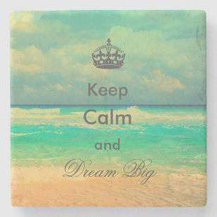 vintage beach “Keep Calm and Dream Big” quote Stone Coaster