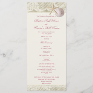 Vintage Beach Lace and Burlap Wedding Program