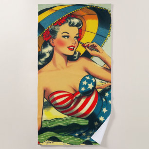 Vintage Beach Pin Up Towel