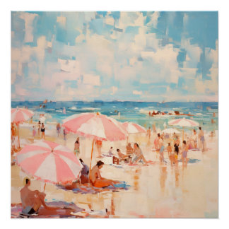 vintage beach print | abstract coastal painting