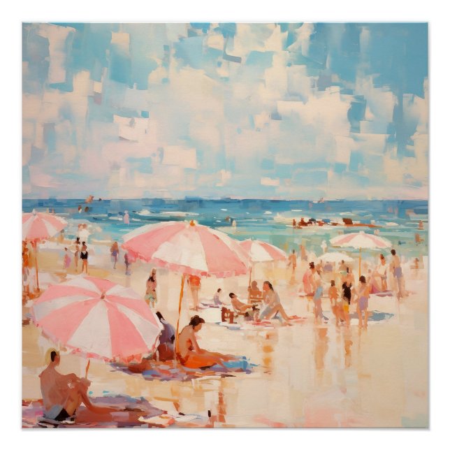 vintage beach print | abstract coastal painting (Front)