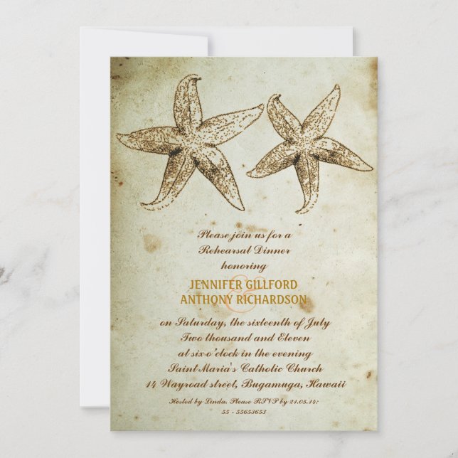 VINTAGE BEACH REHEARSAL DINNER INVITATIONS (Front)