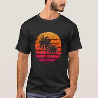 Vintage Beach Retro Sunset Palm Trees Tropical Vac T-Shirt