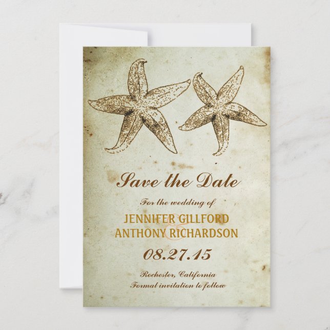 VINTAGE BEACH SAVE THE DATE CARD (Front)