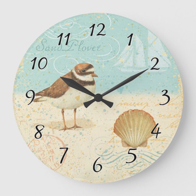 Vintage Beach Scene Large Clock (Front)