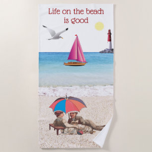 Vintage Beach Scene Towel