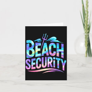 Vintage beach security surf mermaid vacation trip card