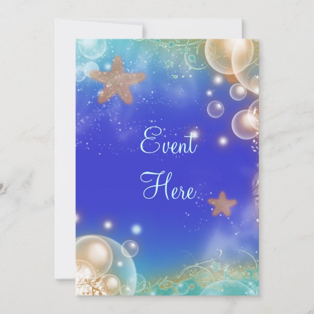 Vintage beach shells elegant wedding invitation (Front)
