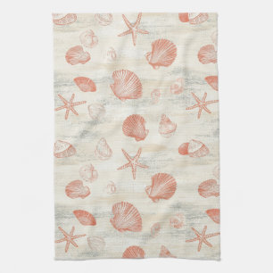 Vintage Beach Shells with Coral & Starfish Kitchen Towel