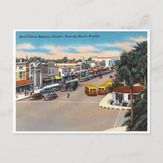 Vintage Beach Street, Daytona Beach Florida Postcard (Front)