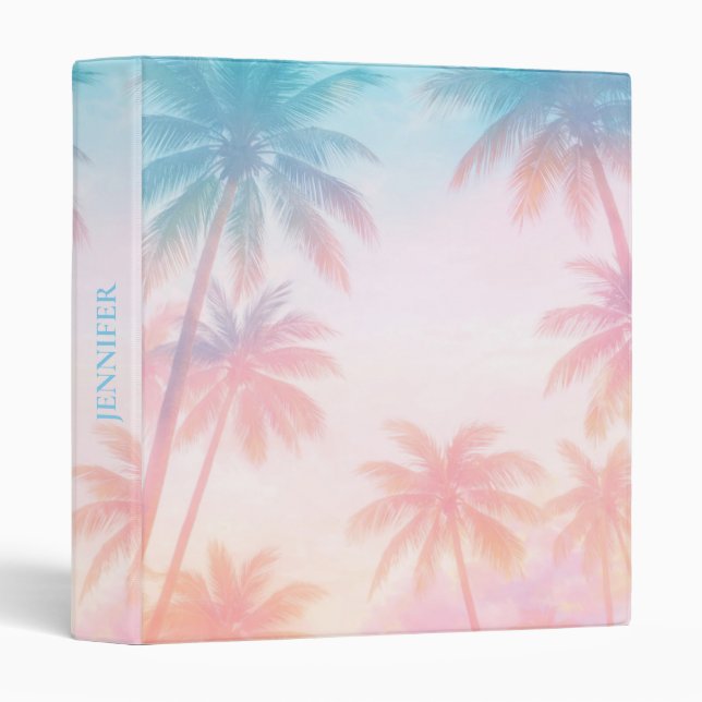 Vintage Beach Sunset Palm Trees Pastel             Binder (Front/Spine)