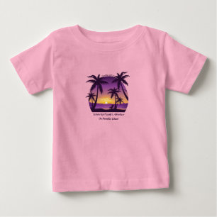 Vintage Beach Sunset Vacation lounger peach purple Baby T-Shirt