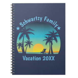 Vintage Beach Sunset Vacation Orange-blue lounger Notebook