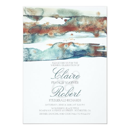 Vintage Beach Underwater Watercolor Splash Wedding Card