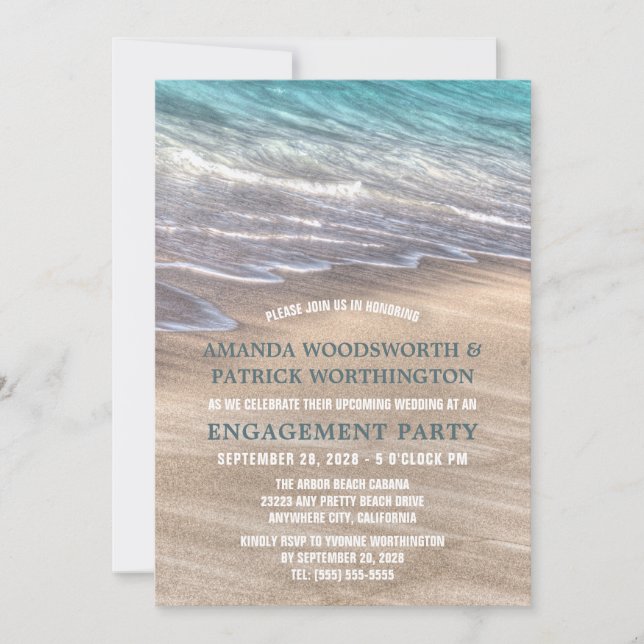 Vintage Beach Waves Engagement Party Invitations (Front)
