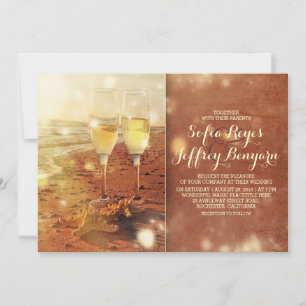 vintage beach wedding invitation