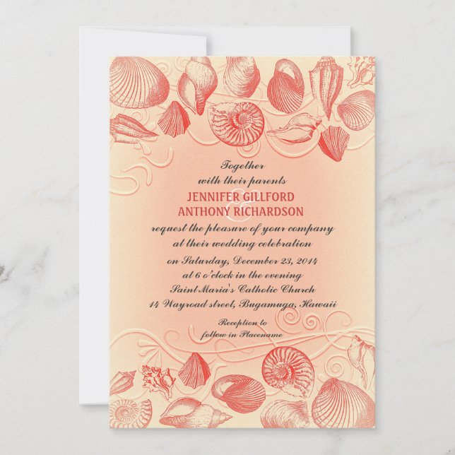 VINTAGE BEACH WEDDING INVITATIONS (Front)