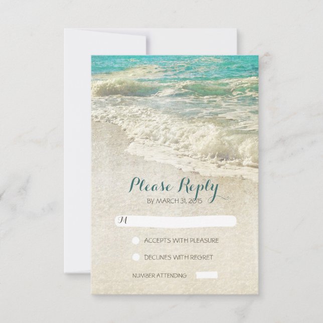 vintage beach wedding RSVP cards (Front)