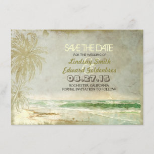 vintage beach wedding save the date card