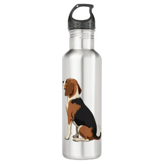 Vintage Beagle Dog Back View Illustration Pet Love 710 Ml Water Bottle