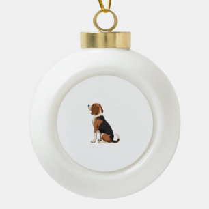 Vintage Beagle Dog Back View Illustration Pet Love Ceramic Ball Christmas Ornament