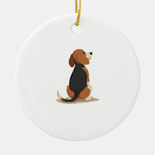 Vintage Beagle Dog Back View Illustration Pet Love Ceramic Ornament
