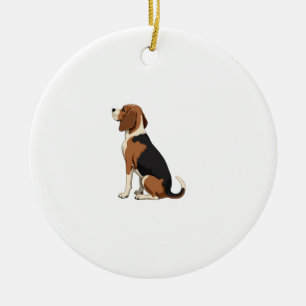 Vintage Beagle Dog Back View Illustration Pet Love Ceramic Ornament