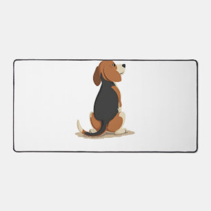 Vintage Beagle Dog Back View Illustration Pet Love Desk Mat