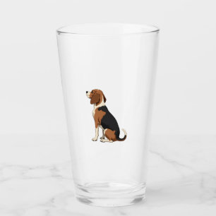 Vintage Beagle Dog Back View Illustration Pet Love Glass