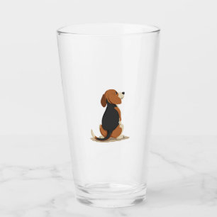 Vintage Beagle Dog Back View Illustration Pet Love Glass