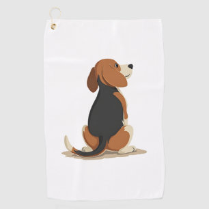 Vintage Beagle Dog Back View Illustration Pet Love Golf Towel