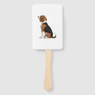 Vintage Beagle Dog Back View Illustration Pet Love Hand Fan