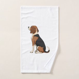 Vintage Beagle Dog Back View Illustration Pet Love Hand Towel
