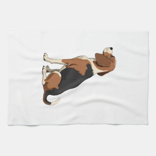 Vintage Beagle Dog Back View Illustration Pet Love Kitchen Towel