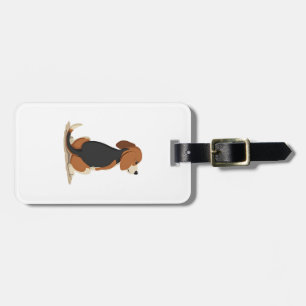 Vintage Beagle Dog Back View Illustration Pet Love Luggage Tag