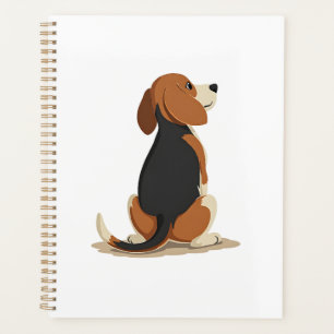 Vintage Beagle Dog Back View Illustration Pet Love Planner