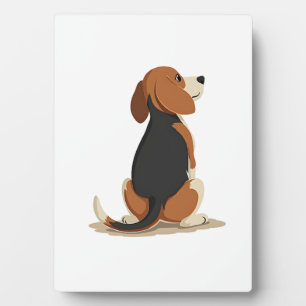 Vintage Beagle Dog Back View Illustration Pet Love Plaque