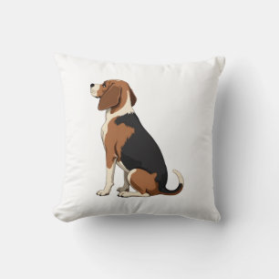 Vintage Beagle Dog Back View Illustration Pet Love Throw Pillow