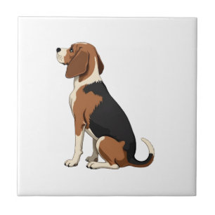 Vintage Beagle Dog Back View Illustration Pet Love Tile