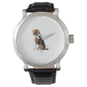 Vintage Beagle Dog Back View Illustration Pet Love Watch