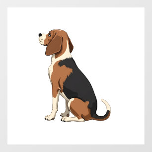 Vintage Beagle Dog Back View Illustration Pet Love Window Cling