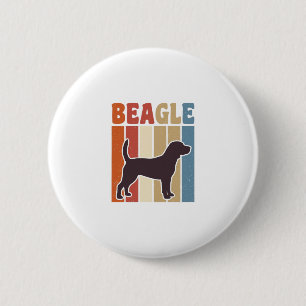 Vintage Beagle Dog Retro Stripe Vector Design_1 2 Inch Round Button